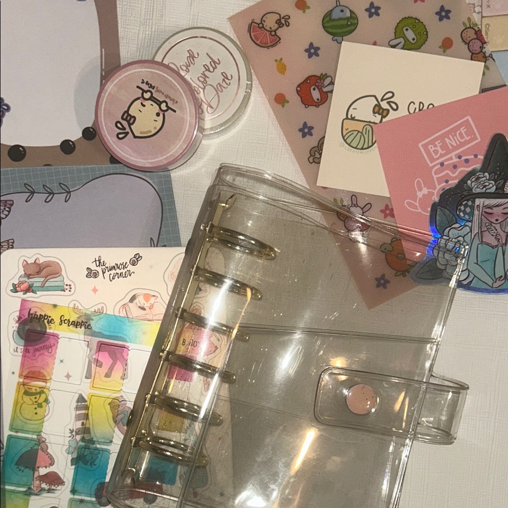 Transparent Planner with Pink Accents gold rings from create with pen bundle